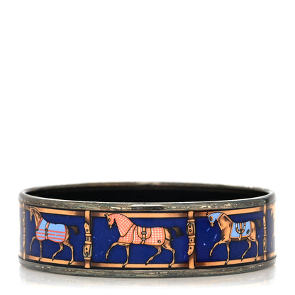 Hermes Enamel Printed Horse Riding Motif Wide Bracelet 65 1 of 6