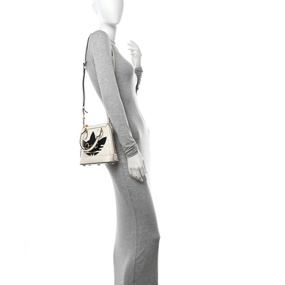 Gucci X ADIDAS Textured Dollar Calfskin Web Trefoil Mini Horsebit 1955 Top Handle Bag Off White Black 2 of 11