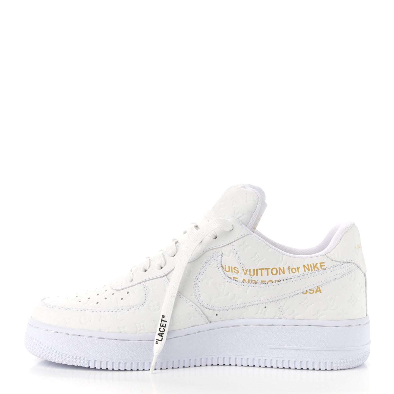 Louis Vuitton X NIKE AIR FORCE 1 Calfskin Monogram Mens Low Top Sneakers 9 White 2 of 17
