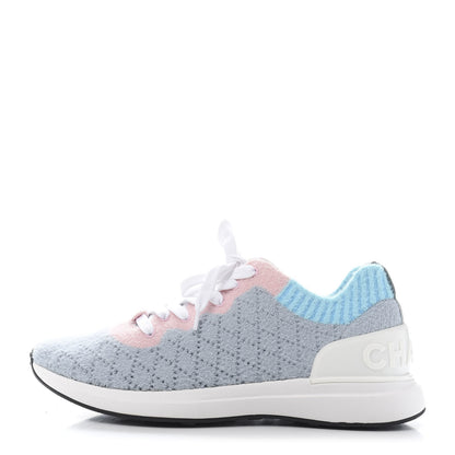 Chanel Mixed Fabrics Knit Sneakers 39.5 Grey Pink Blue 1 of 9