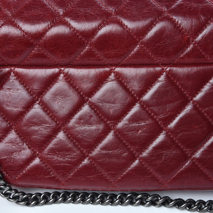 Chanel Glazed Calfskin Quilted Medium Duo Flap Dark Red 10 of 12