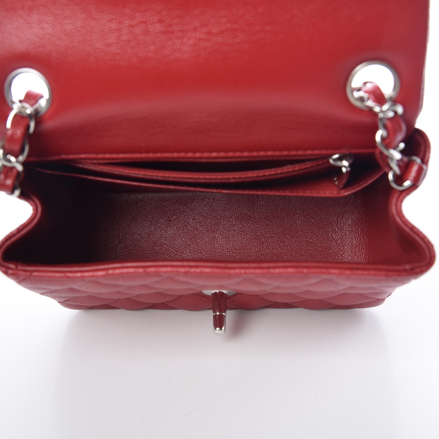Caviar Quilted Mini Square Flap Red