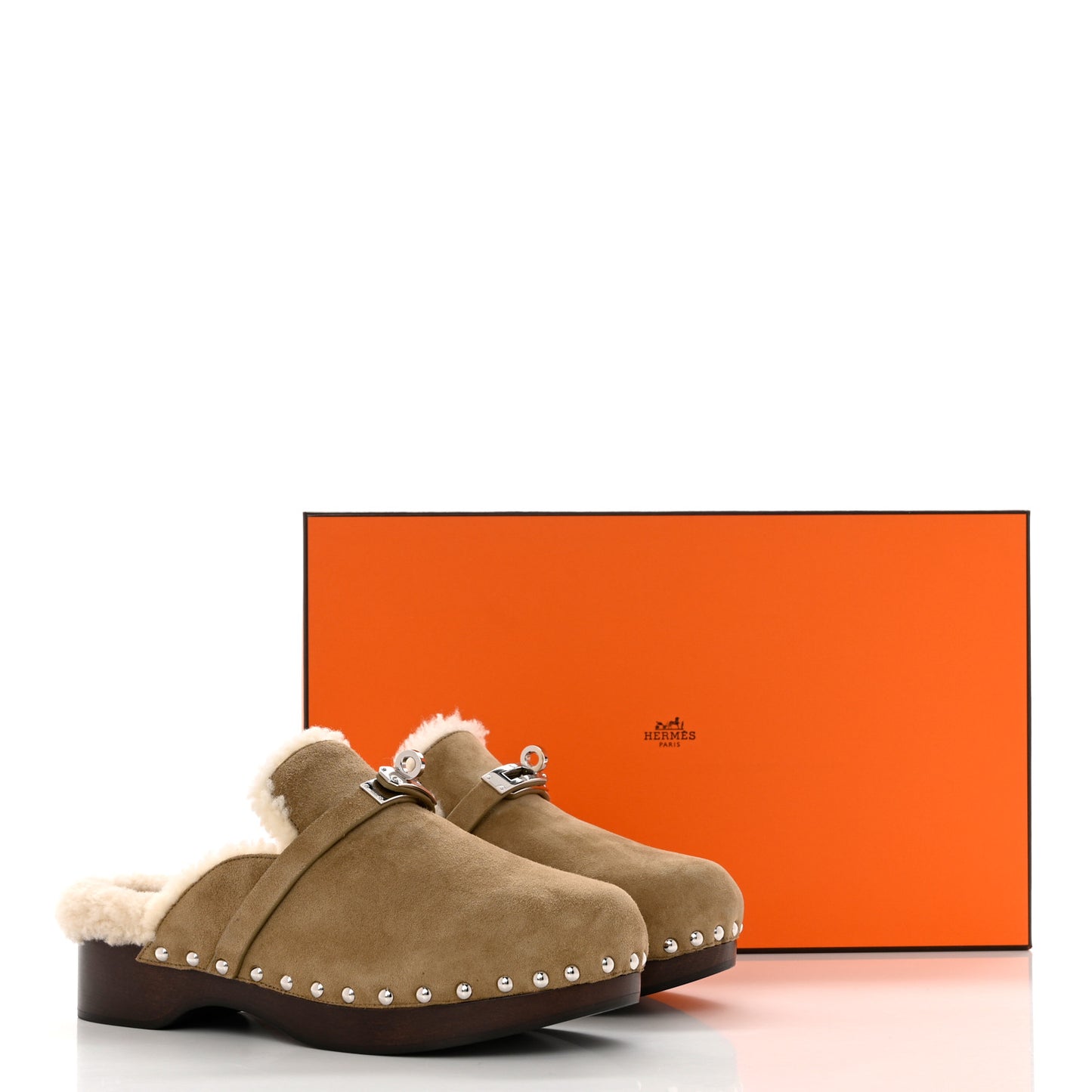 Suede Goatskin Woolskin Carlotta Mules 37 Beige Gobi