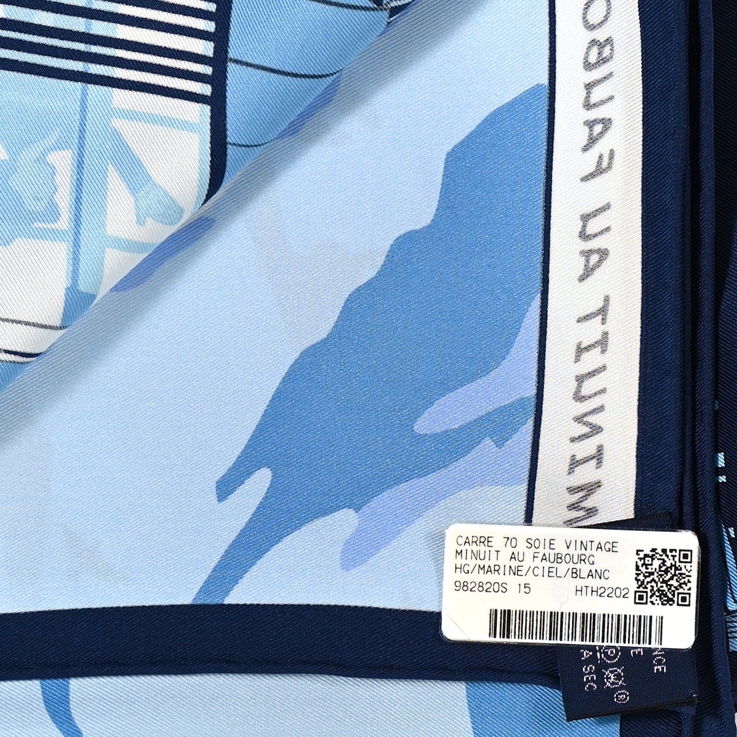 Silk Minuit Au Faubourg Scarf 70 Marine Ciel White