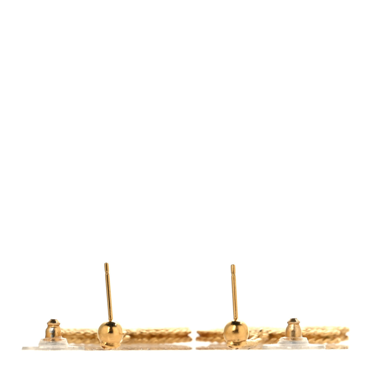 Chanel CC Drop Earrings Matte Gold 3 of 5