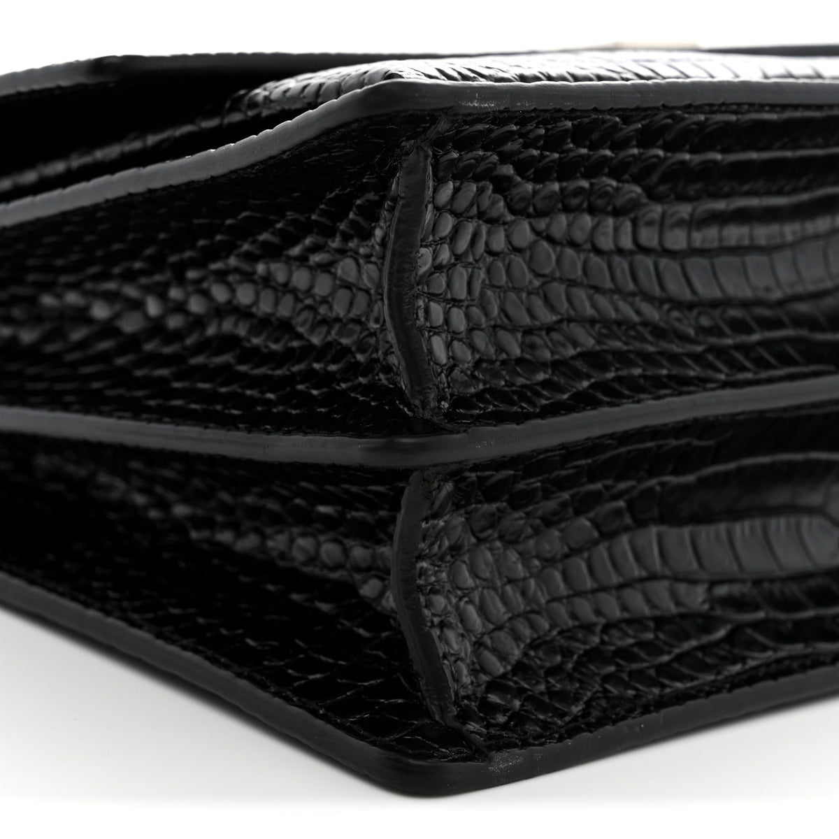 Calfskin Crocodile Embossed Large Monogram Sunset Black