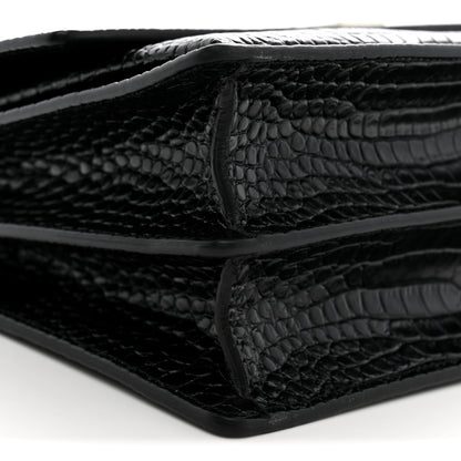 Saint Laurent Calfskin Crocodile Embossed Large Monogram Sunset Black 8 of 9