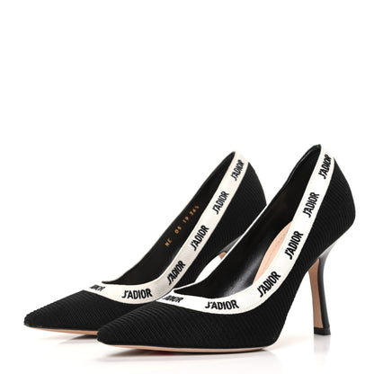 Christian Dior Technical Canvas Ribbon Embroidered J'Adior 100mm Pumps 36.5 Black 3 of 10