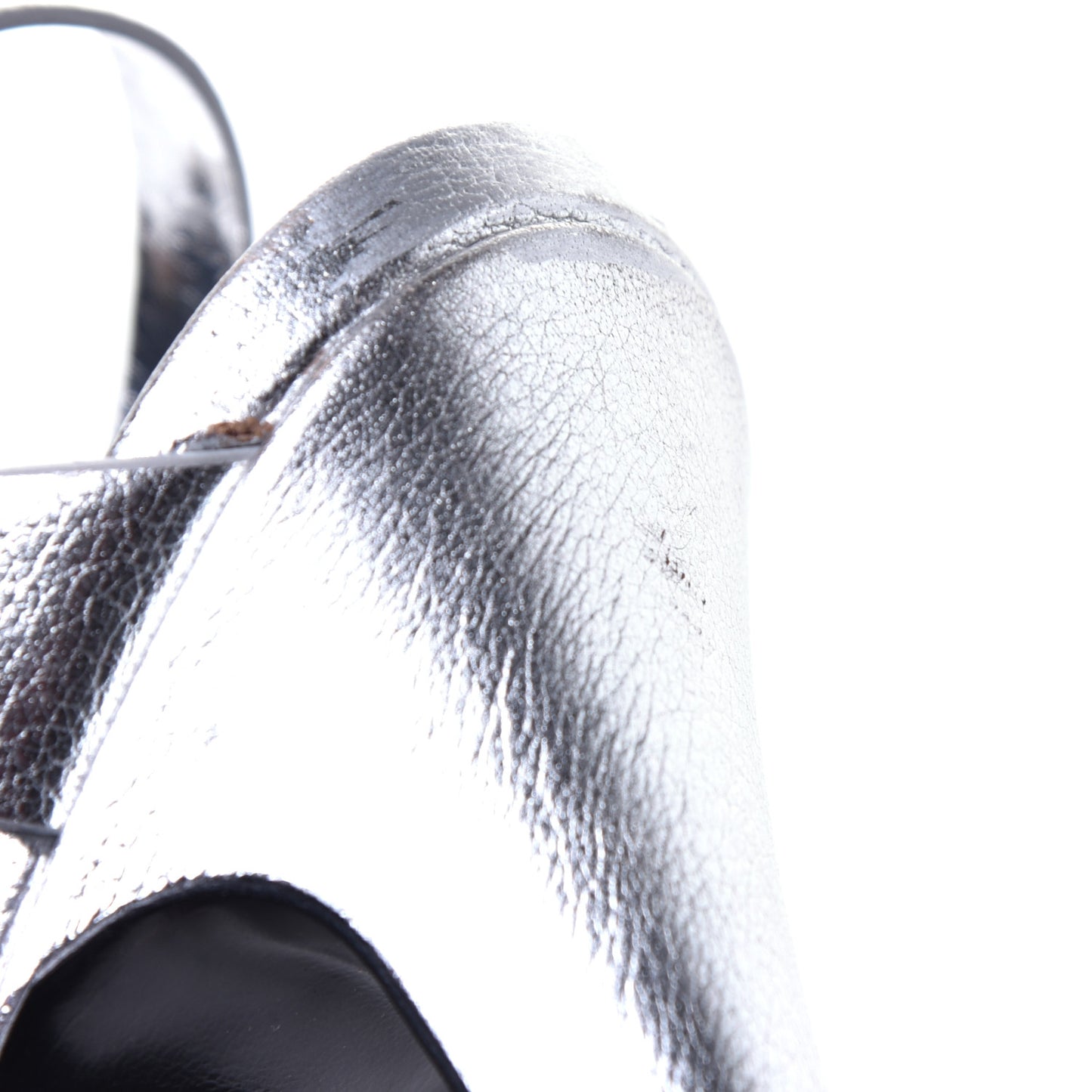Metallic Calfskin Tribute 105 Platform Sandals 39 Silver