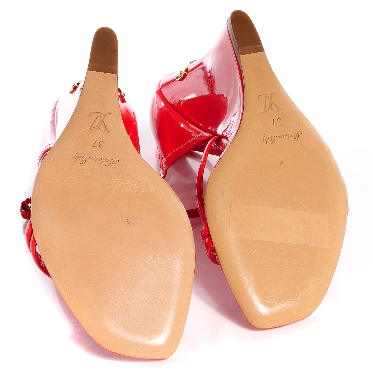 Louis Vuitton Patent Wedge Sandals 37 Orange Sunset 5 of 7
