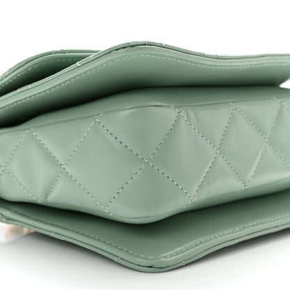 Chanel Shiny Calfskin Quilted Mini Metal Top Handle Flap Light Green 9 of 11