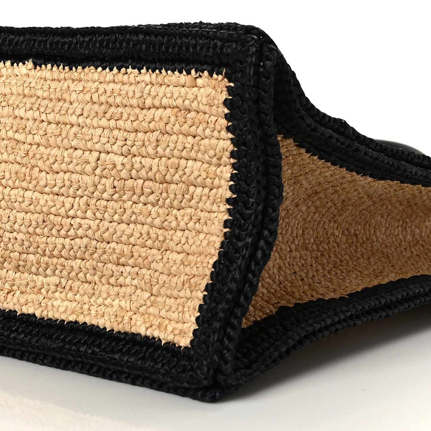 Raffia Calfskin Rive Gauche Tote Naturale Black