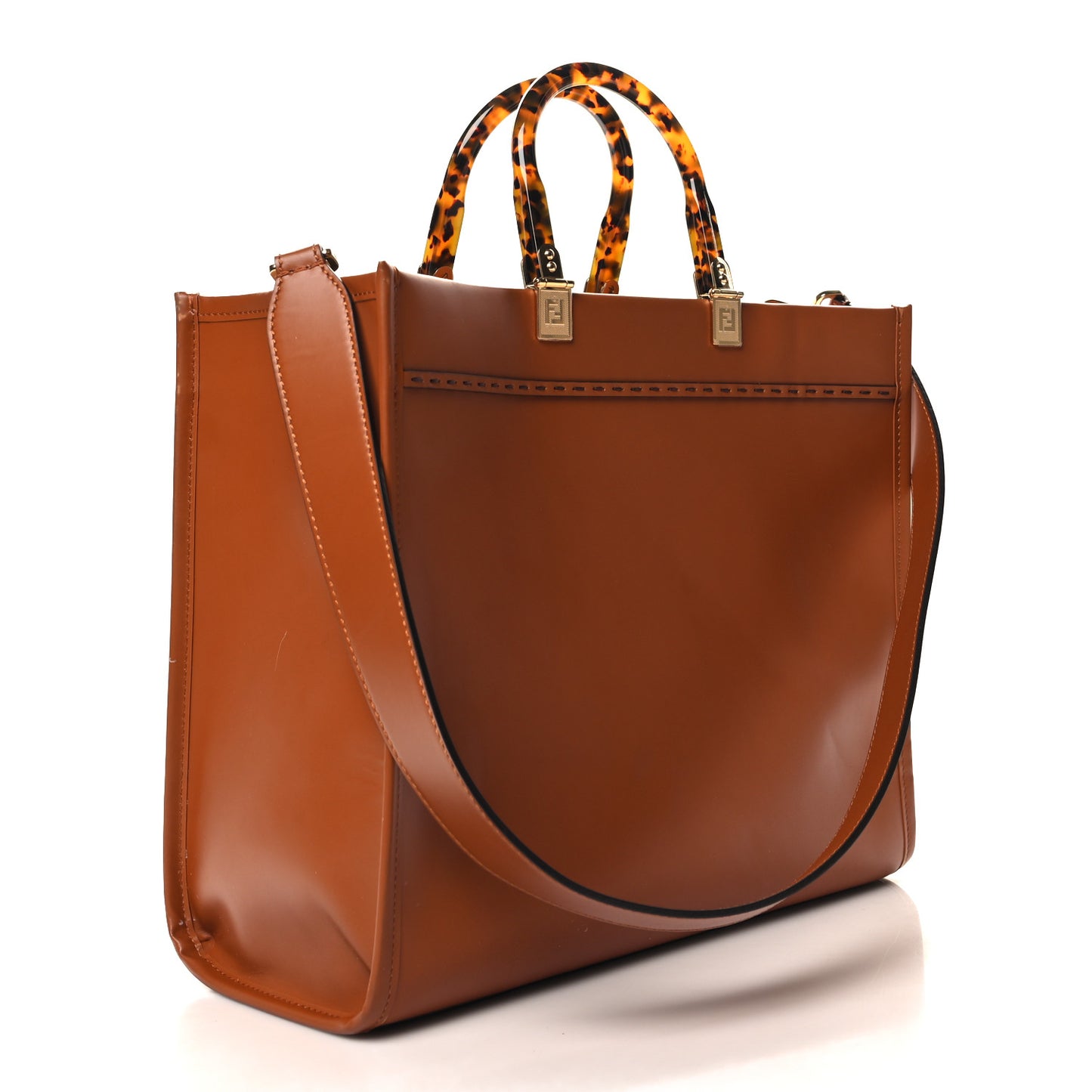 Vitello King Plexiglass Medium Fendi Sunshine Shopper Tote Cuoio