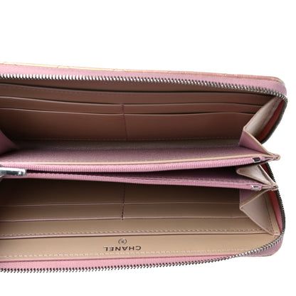 Chanel Iridescent Lambskin Quilted Large Gusset Zip Around Wallet Pink 5 of 11