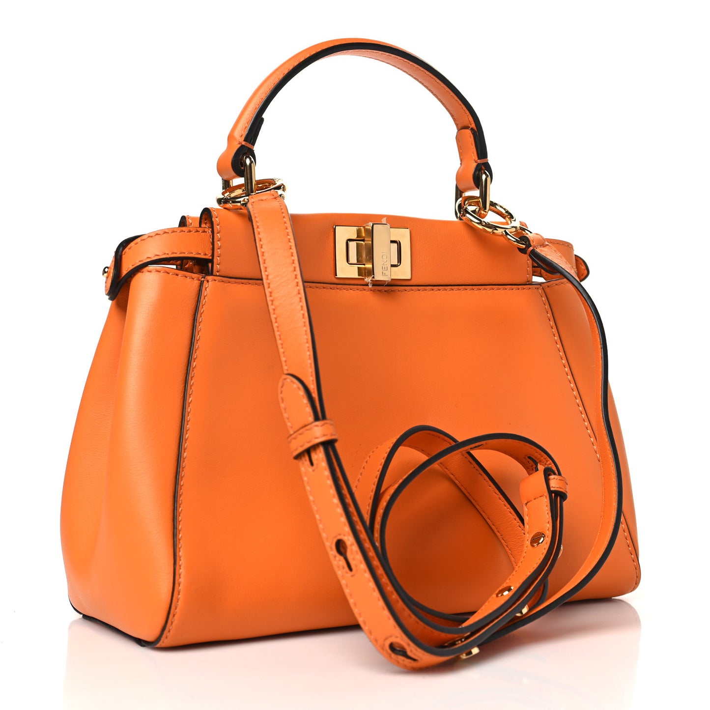Vitello Grace Matte Two Pocket Mini Peekaboo Iconic Satchel Aranciata