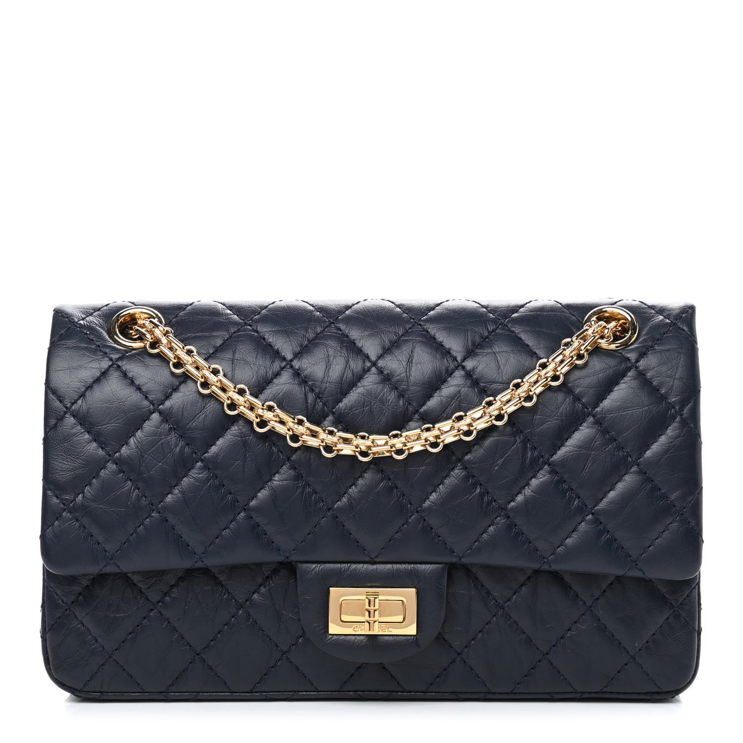 Aged Calfskin Quilted 2.55 Reissue 225 Flap Navy