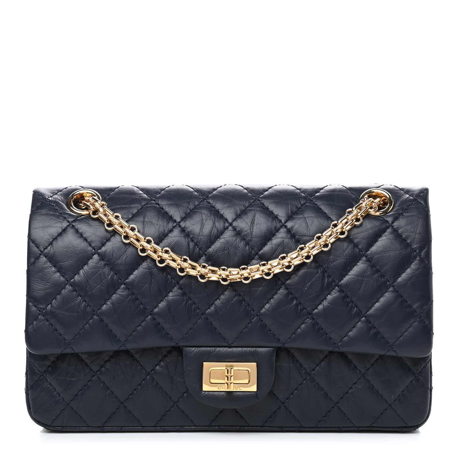 Chanel Aged Calfskin Quilted 2.55 Reissue 225 Flap Navy 1 of 8