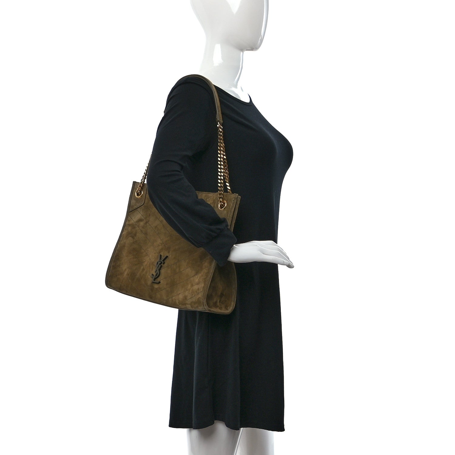 Saint Laurent Suede Matelasse Monogram Medium Niki Shopper Tote New Barley 2 of 8