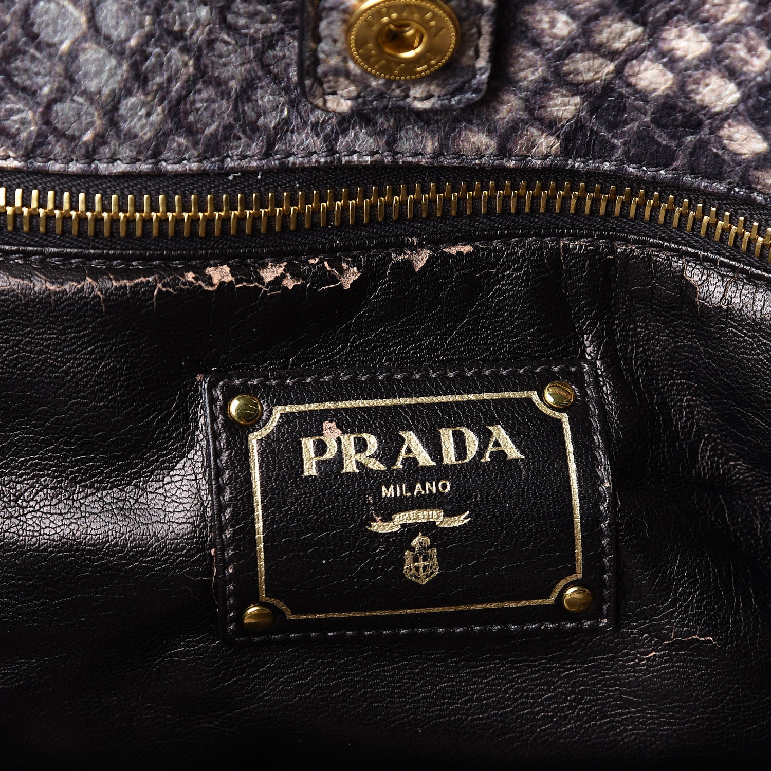 Prada Cervo Lux Snakeskin Print Shopping Bag Naturale 5 of 15