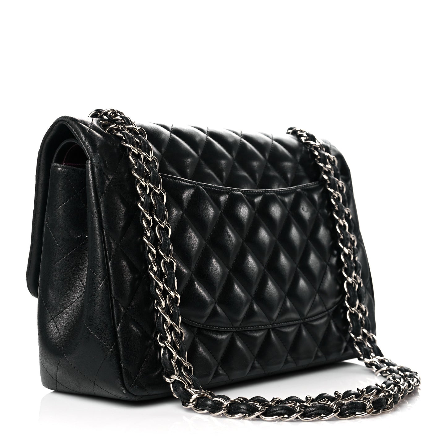Lambskin Quilted Jumbo Double Flap Black