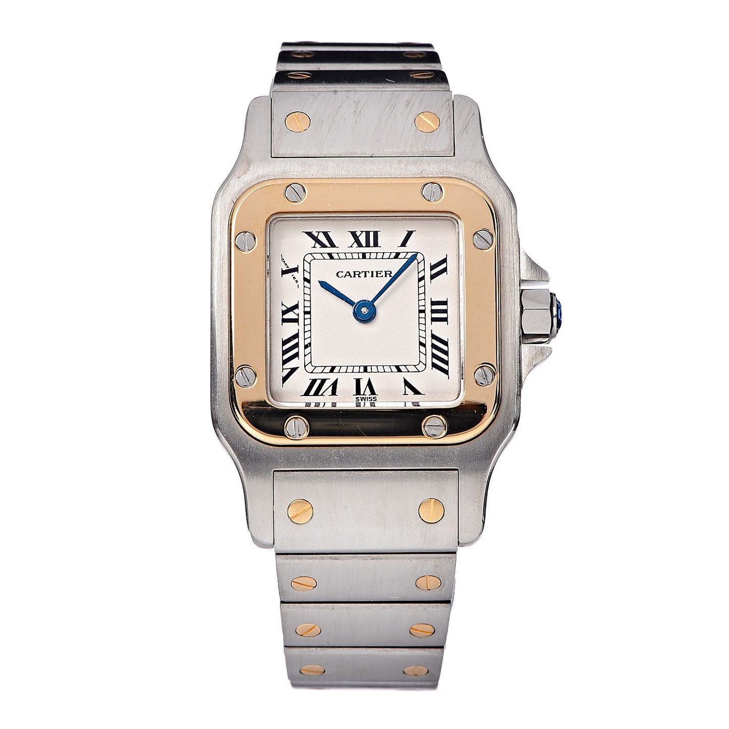 Stainless Steel 18K Yellow Gold 24mm Santos De Cartier Galbee Quartz Watch