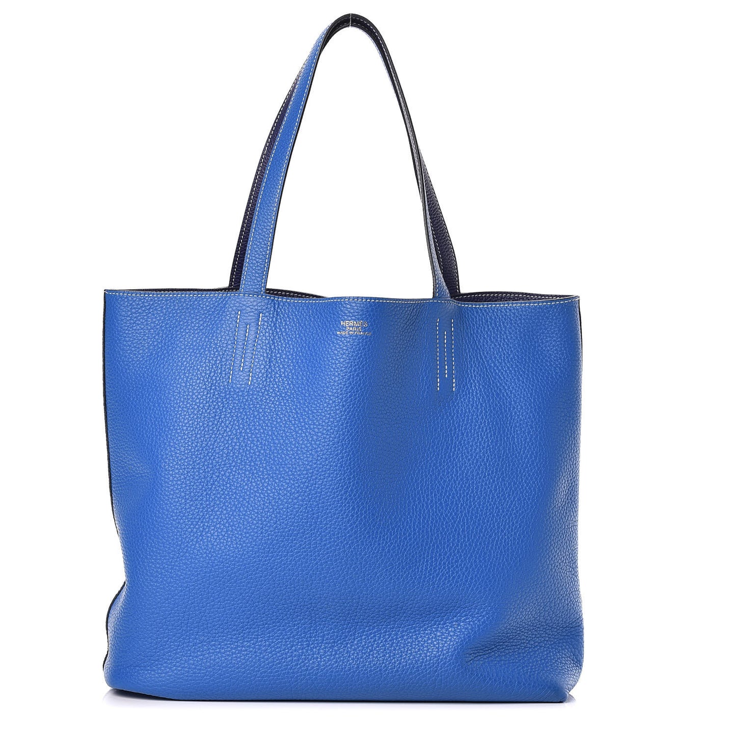 Taurillon Clemence Double Sens 45 Reversible Tote Bleu Encre Zellige