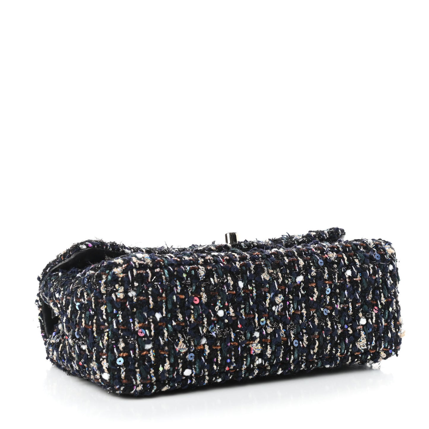 Glittered Tweed Quilted Mini Rectangular Flap Navy Blue Mulitcolor