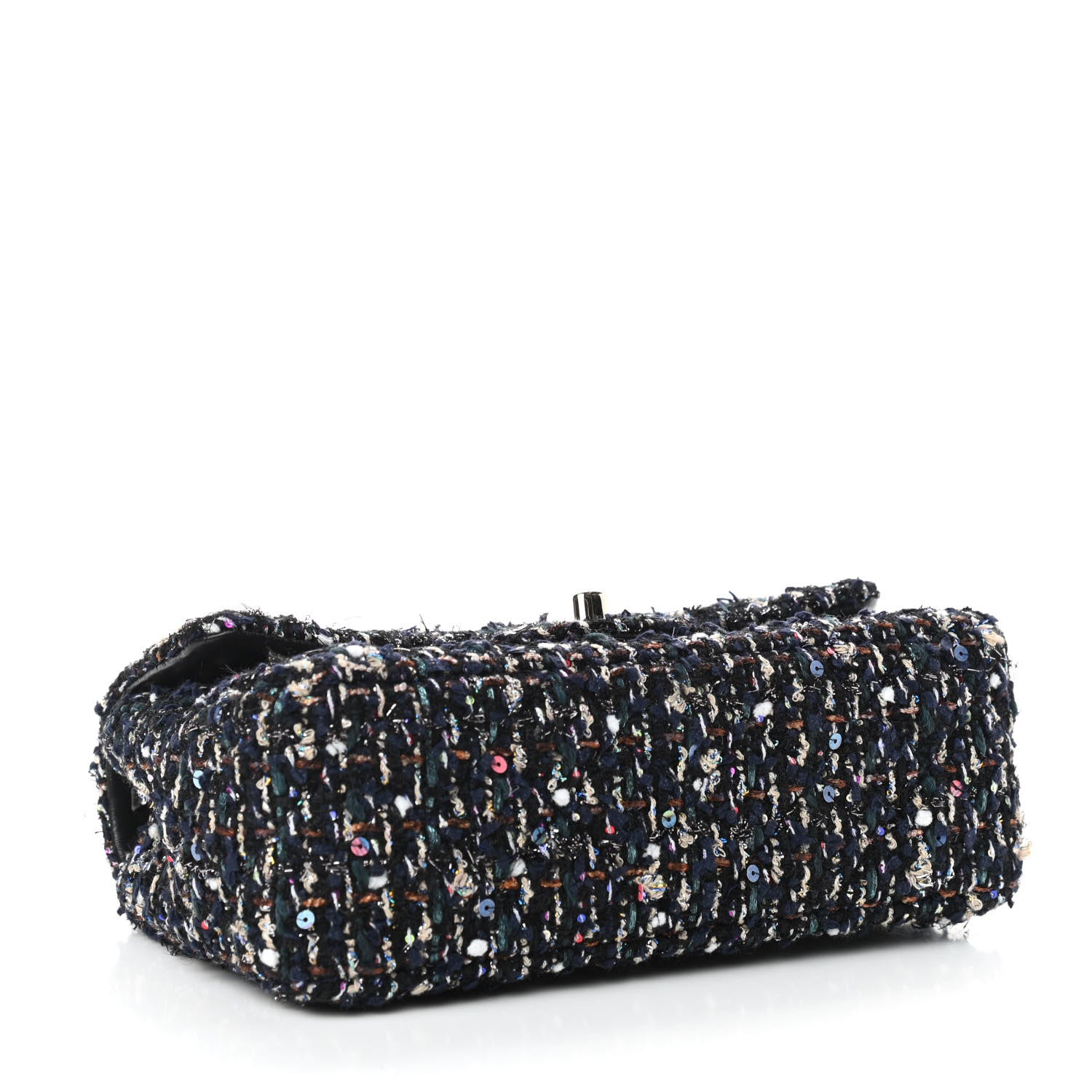 Chanel Glittered Tweed Quilted Mini Rectangular Flap Navy Blue Mulitcolor 4 of 11
