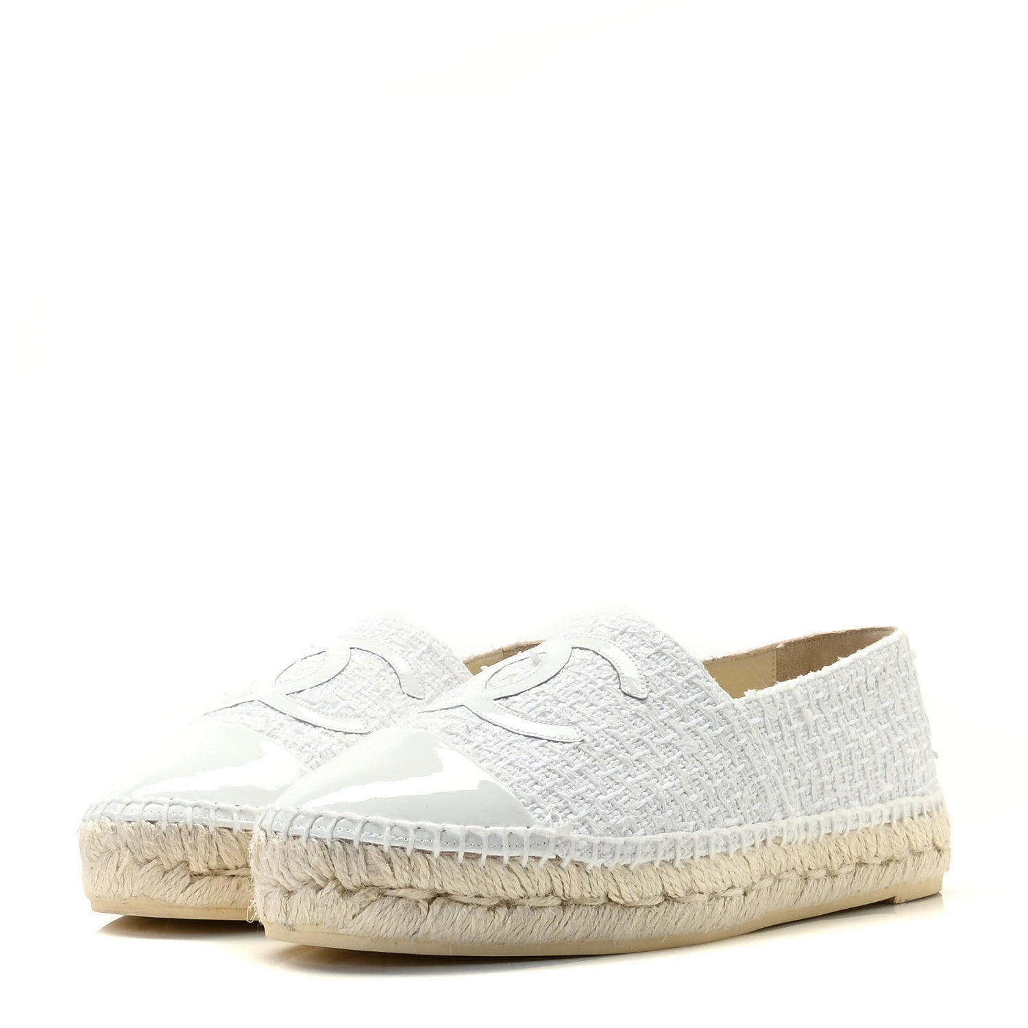 Chanel Tweed Calfskin CC Espadrilles 39 White 38 White 2 of 14