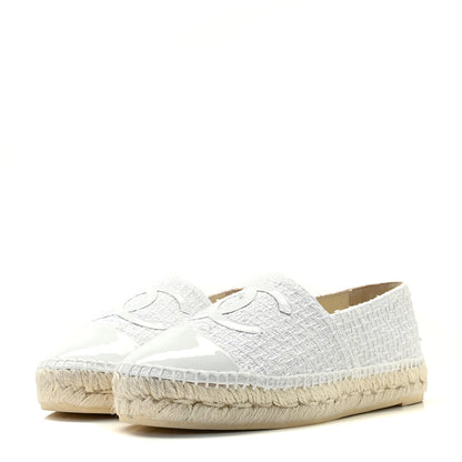 Chanel Tweed Calfskin CC Espadrilles 39 White 38 White 2 of 14