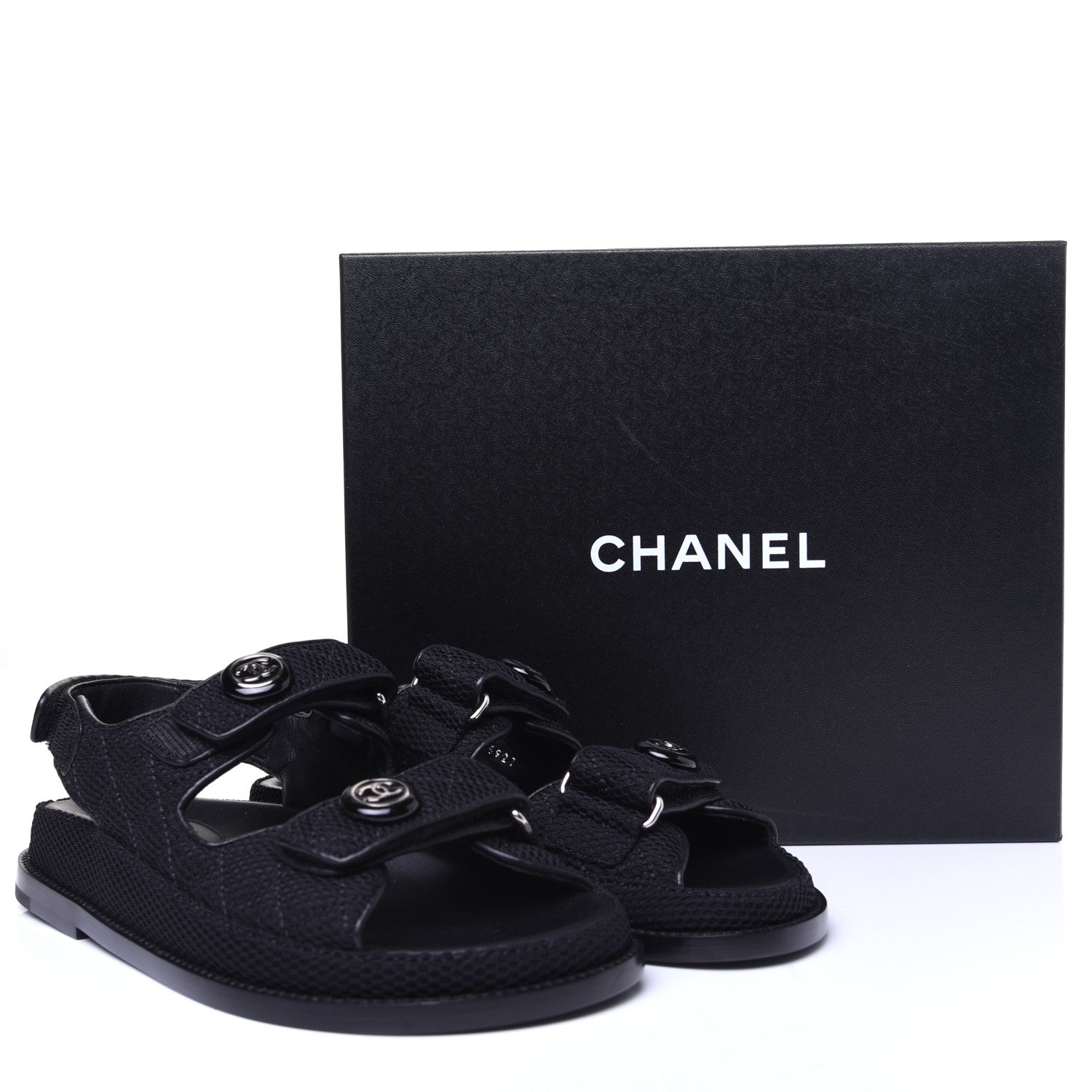 Chanel Fabric Velcro Dad Sandals 35.5 Black 12 of 12