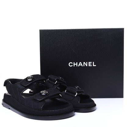 Chanel Fabric Velcro Dad Sandals 35.5 Black 12 of 12