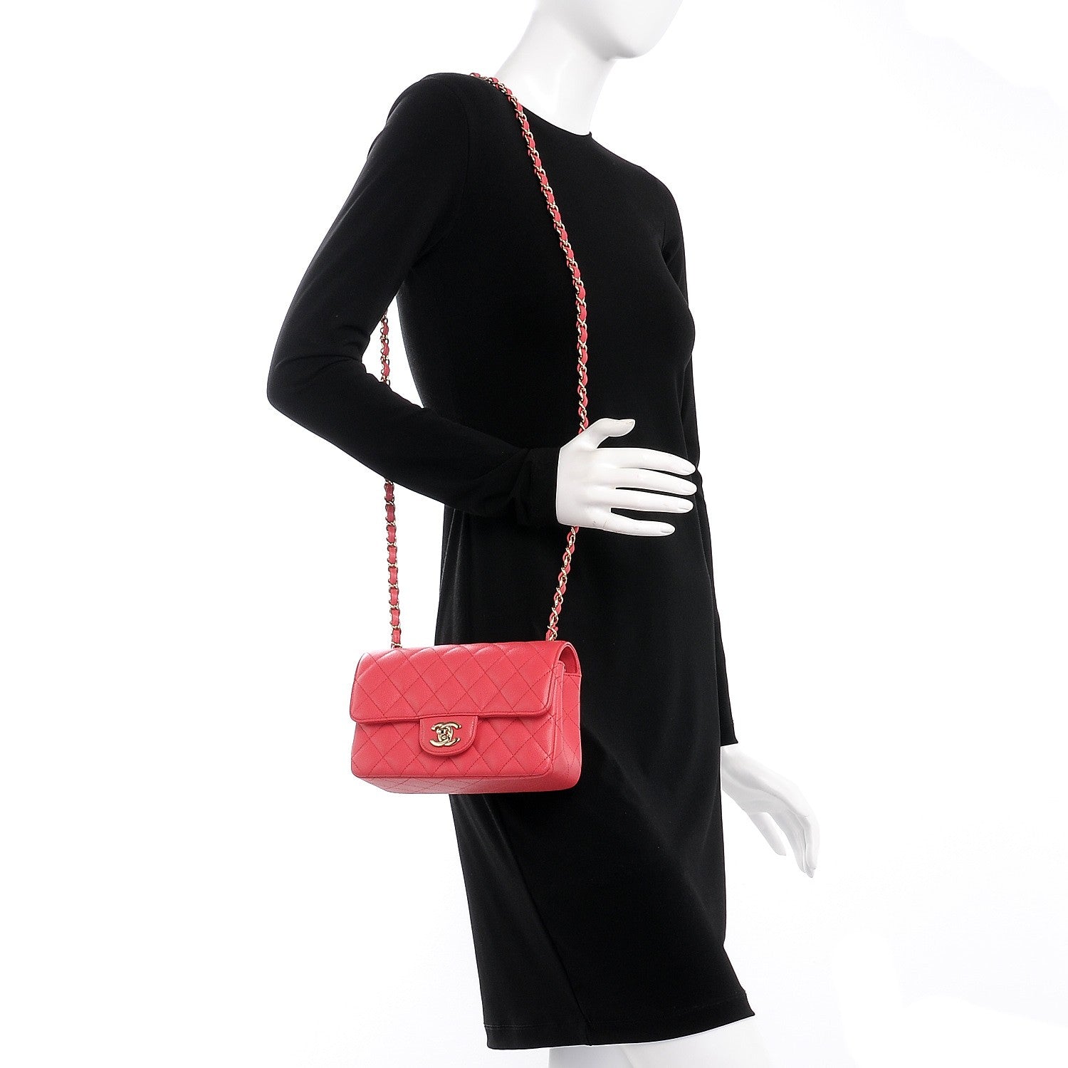 Chanel Caviar Quilted Mini Rectangular Flap Dark Pink 2 of 8
