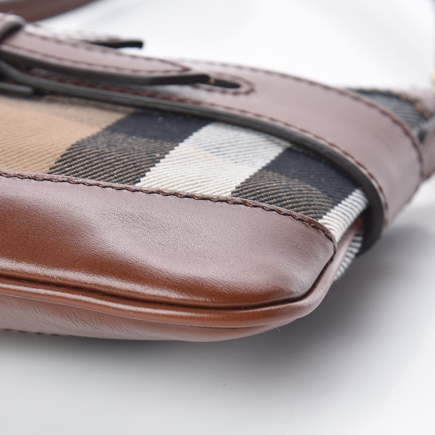 House Check Bridle Calfskin Peyton Crossbody Tan