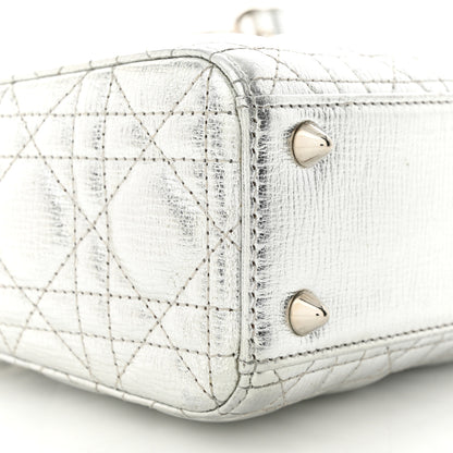 Christian Dior Metallic Grained Calfskin Cannage Small Lucky Badges My Lady Dior Silver 9 of 12