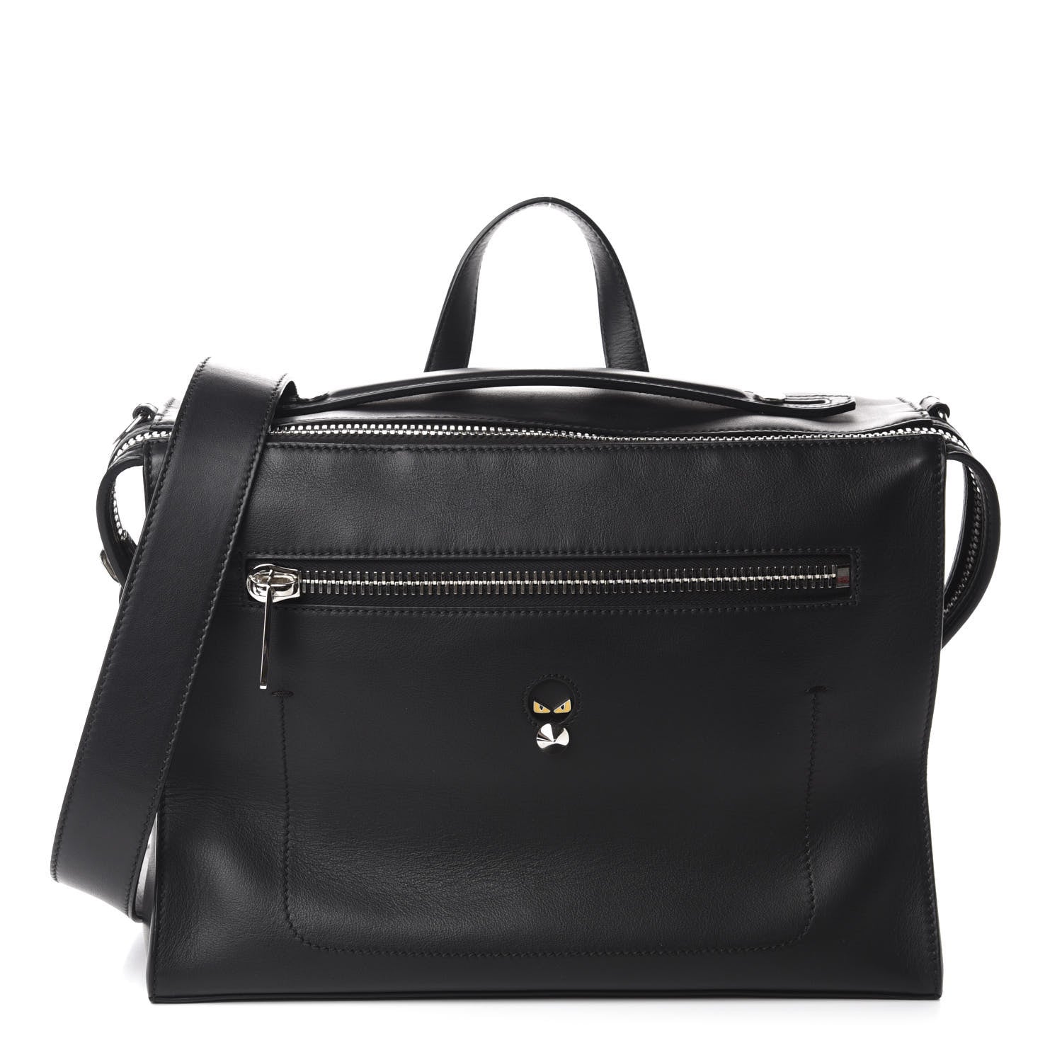 Fendi Calfskin Monster Eyes Lui Urban Briefcase Black 1 of 10