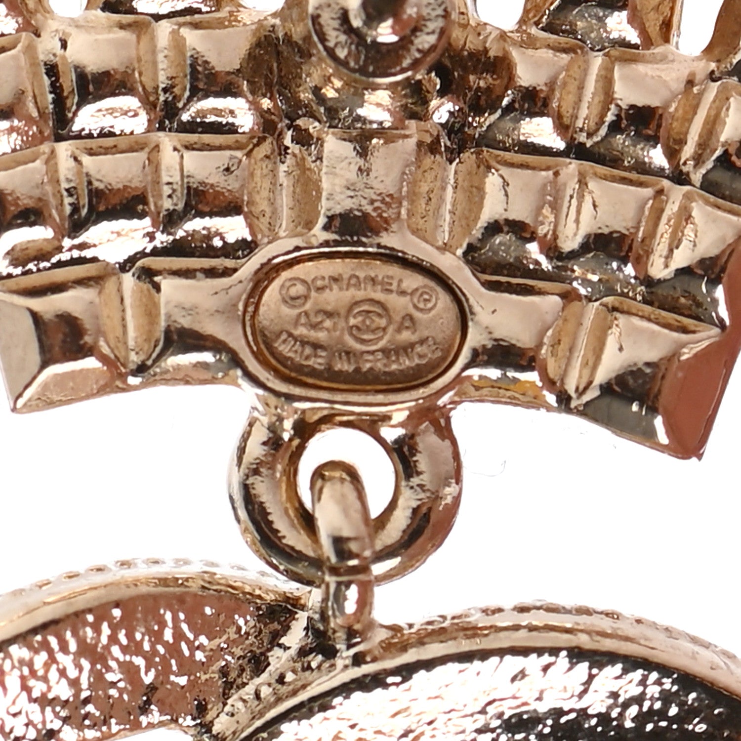 Chanel Crystal CC Crown Drop Earrings Gold 4 of 4