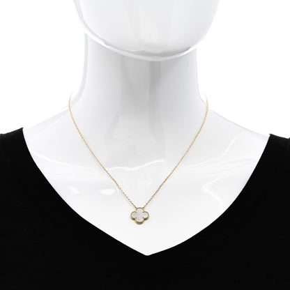 Van Cleef & Arpels 18K Yellow Gold Mother of Pearl Vintage Alhambra Pendant Necklace 2 of 5