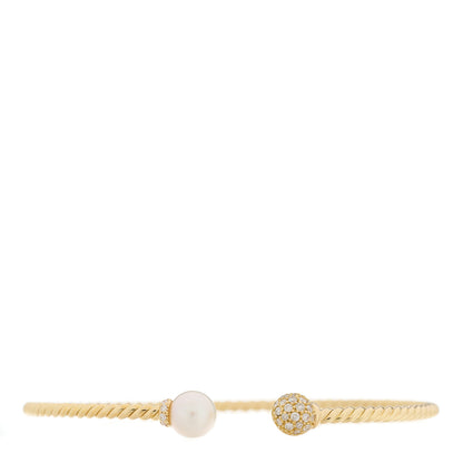 David Yurman 18K Yellow Gold Diamond Pearl Solari Bracelet 1 of 4