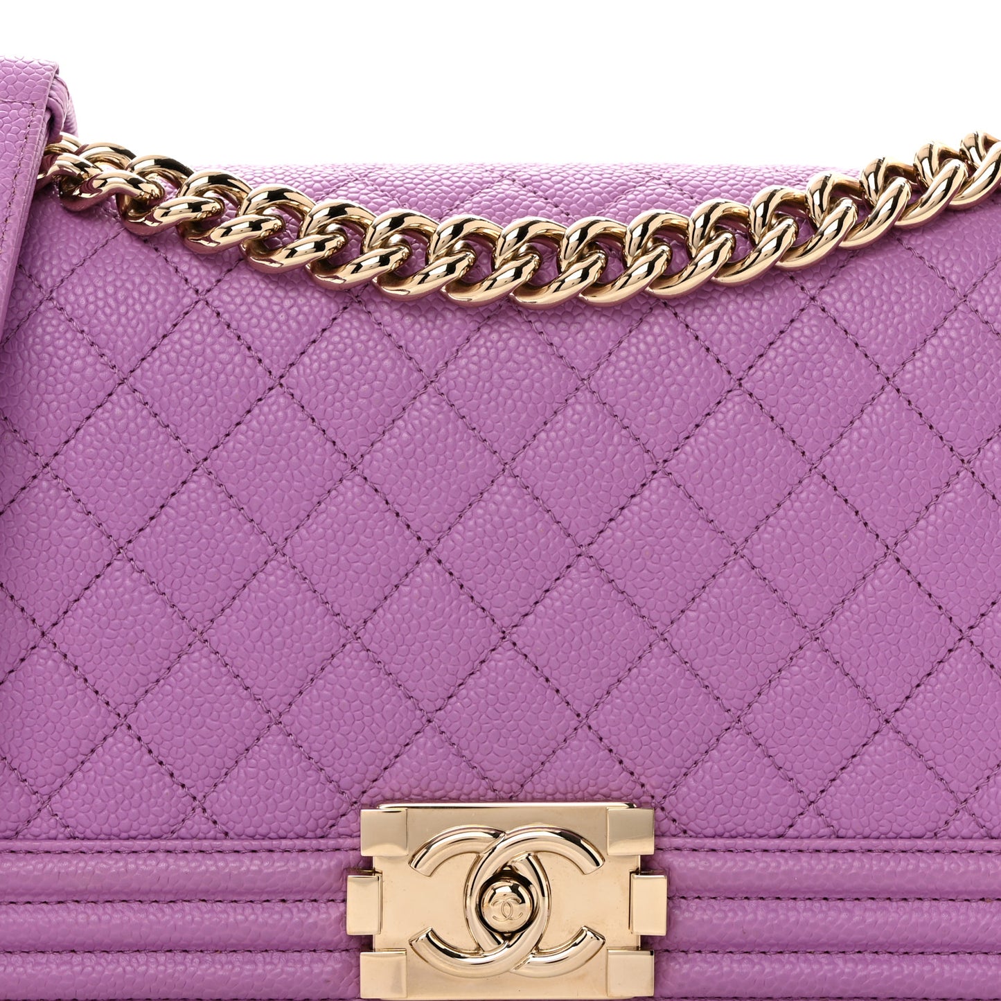 Caviar Quilted Medium Boy Flap Purple