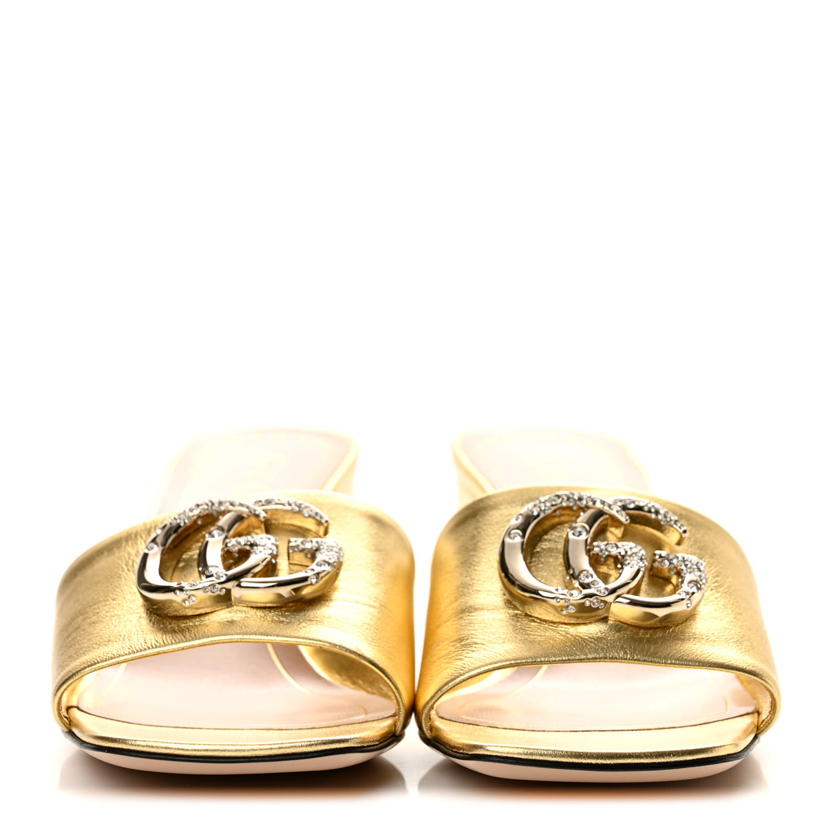 Metallic Nappa Horsebit Cross Strap 95mm Sandals 36 Gold
