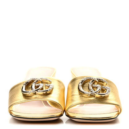 Gucci Metallic Nappa Horsebit Cross Strap 95mm Sandals 36 Gold 3 of 11