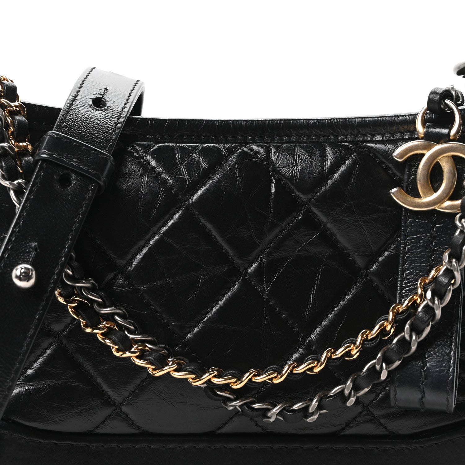 Chanel Aged Calfskin Quilted Small Gabrielle Hobo Black 8 of 10