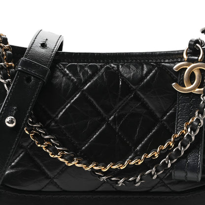 Chanel Aged Calfskin Quilted Small Gabrielle Hobo Black 8 of 10