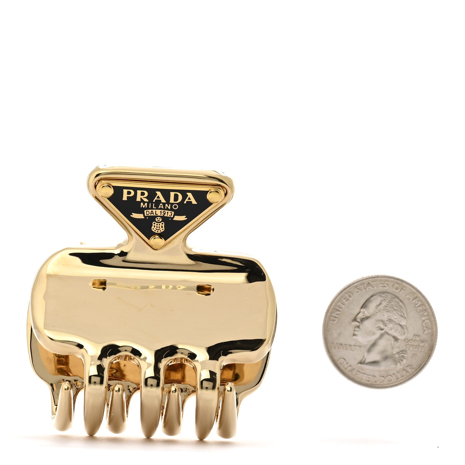 Prada Metal Triangle Mini Hair Clip Gold 2 of 4