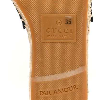 Gucci Monogram Matelasse GG Marmont Espadrille 20mm Slide Sandals 35 Beige Ebony Black 4 of 9