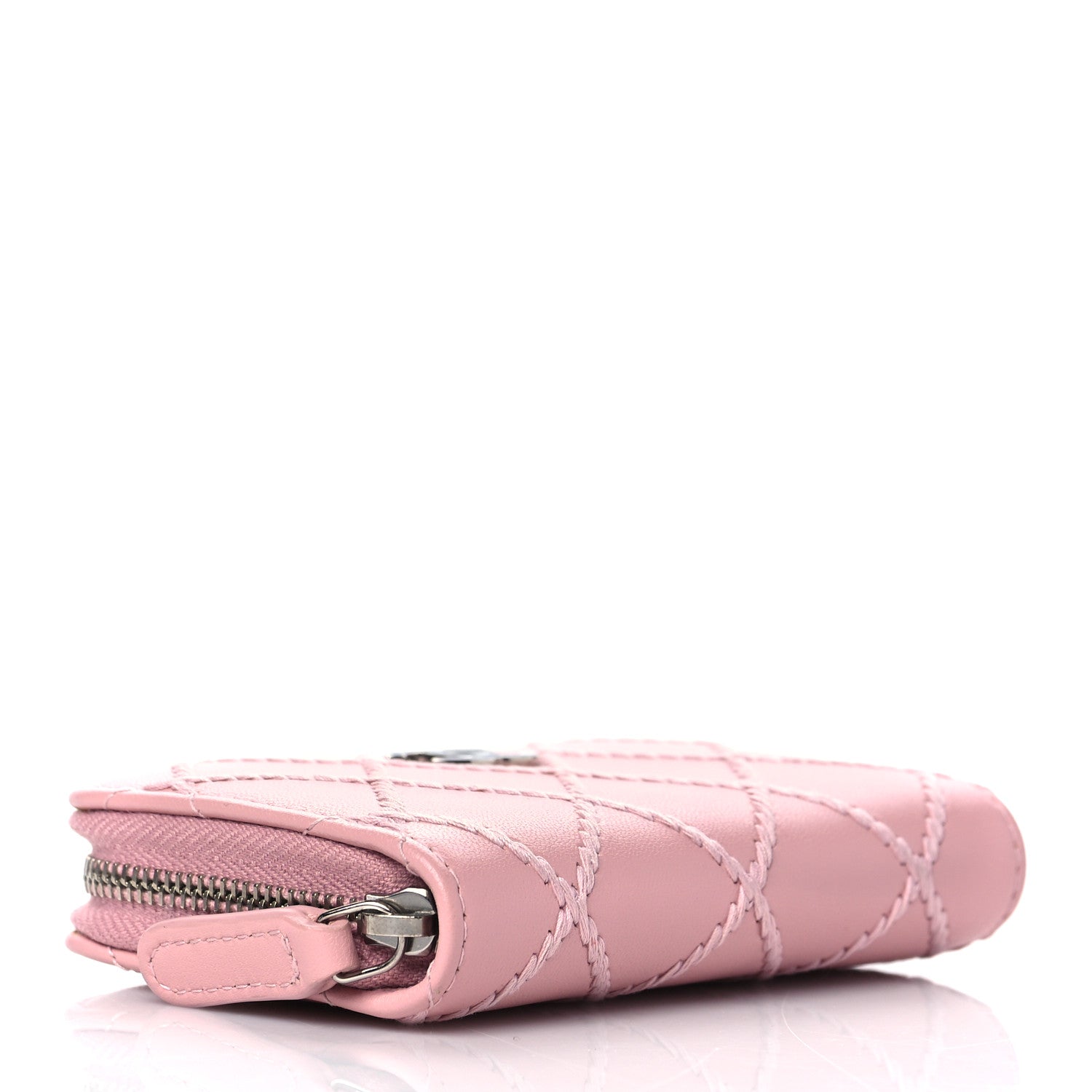 Chanel Lambskin Double Stitch Zip Coin Purse Pink 4 of 9