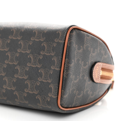 Celine Triomphe Canvas Calfskin Small Boston Bag Tan 7 of 7