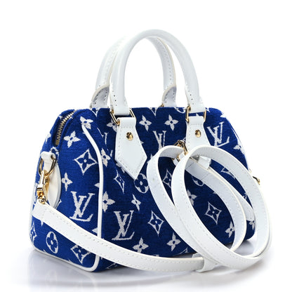 Louis Vuitton Jacquard Velvet Monogram LV Match Speedy Bandouliere 20 Blue 2 of 8