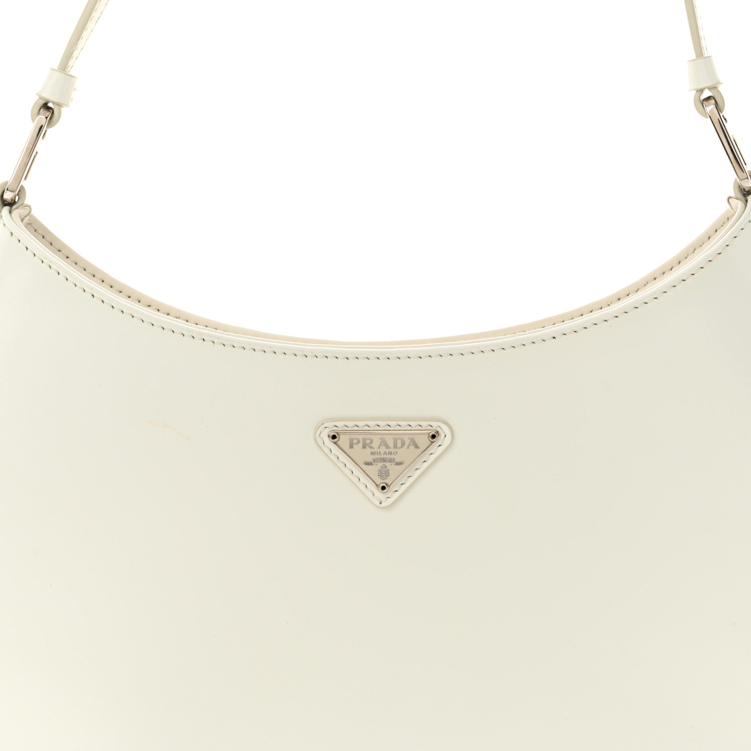 Prada Spazzolato Cleo Shoulder Bag White 7 of 9